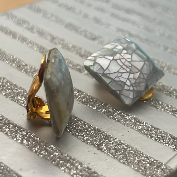 ABALONE CRACKLED PUFFED EARRINGS - Picture 3 of 6